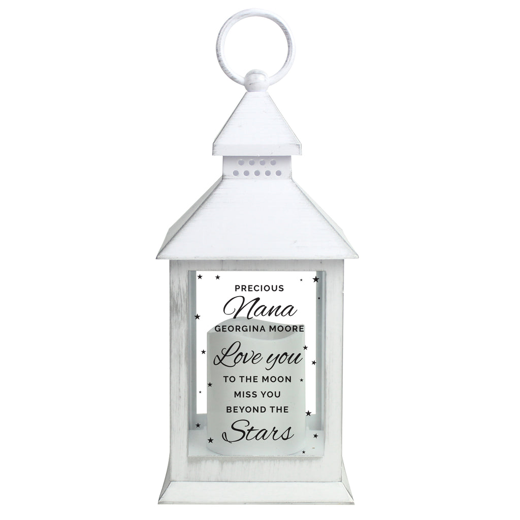 Personalised 'Miss You Beyond The Stars' White Lantern
