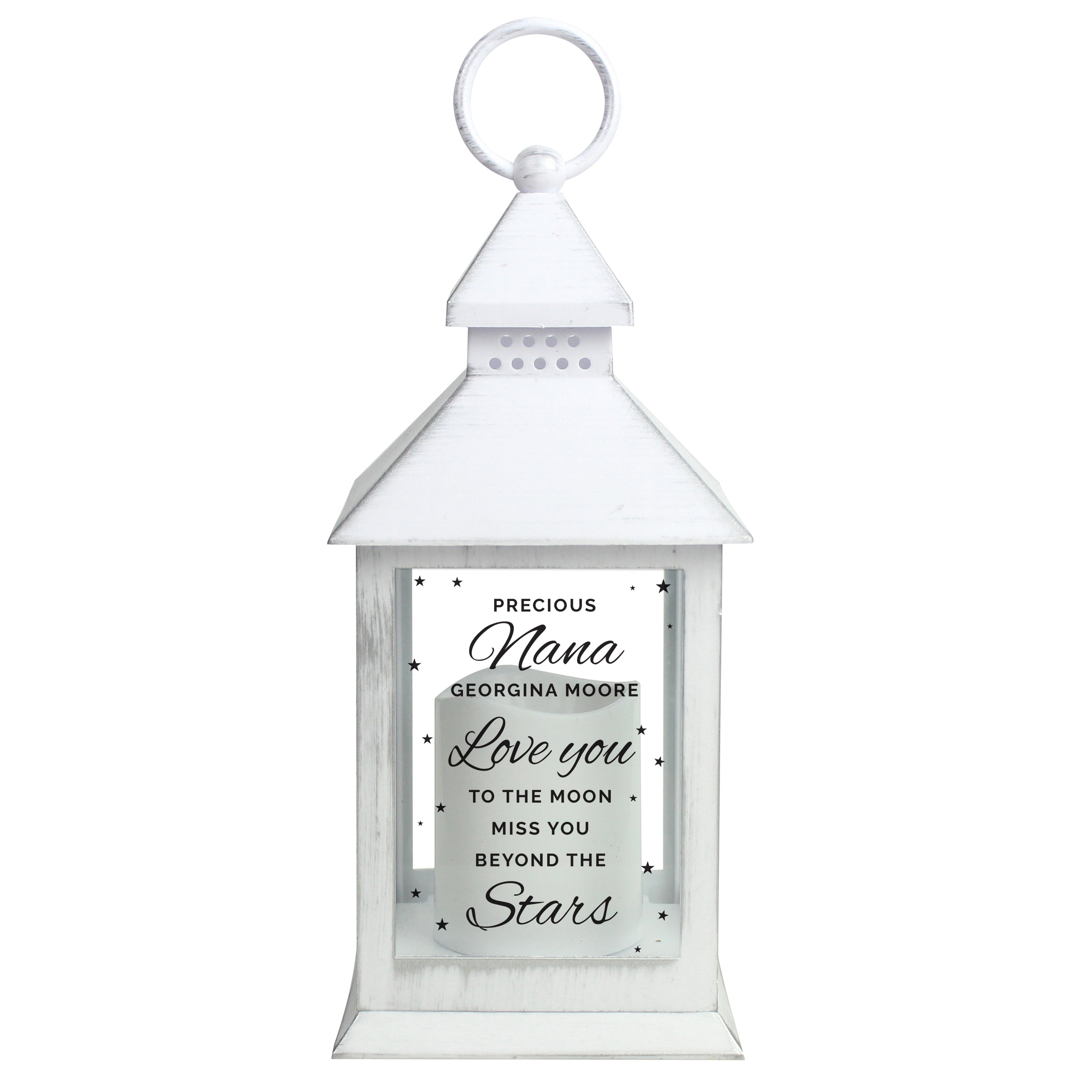 Personalised 'Miss You Beyond The Stars' White Lantern