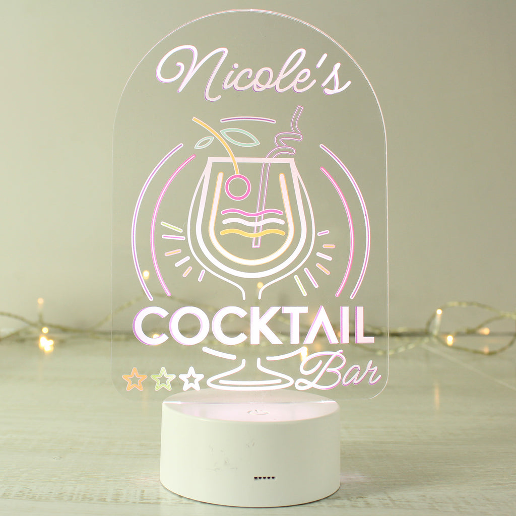 Personalised Cocktail LED Colour Changing Night Light
