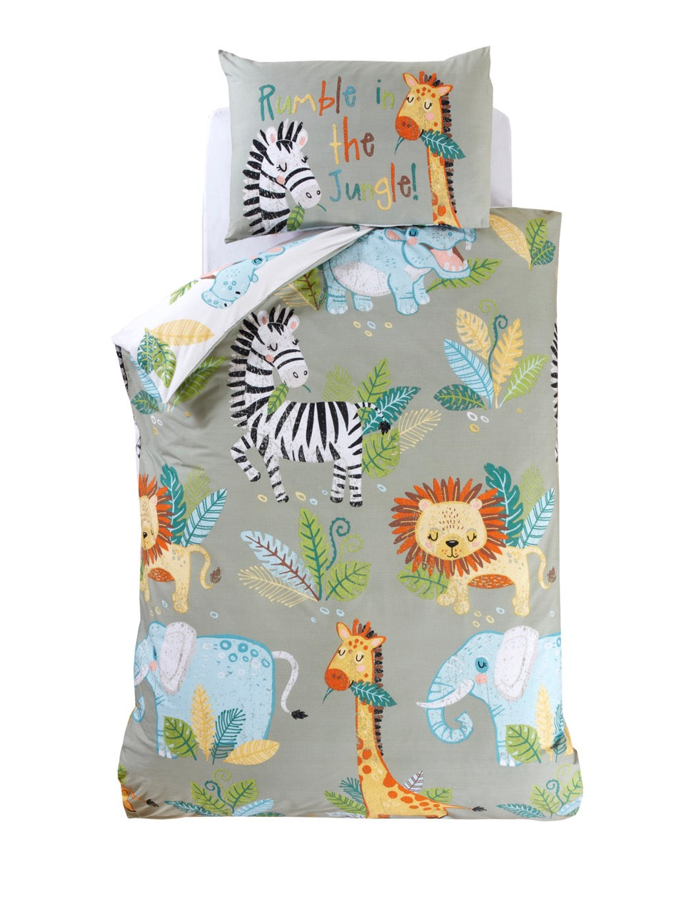 Rumble in the Jungle Reversible Green Duvet Cover Set
