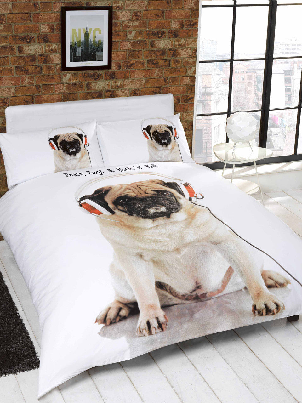 Rock And Roll Pug Duvet Set - KINGSIZE ONLY