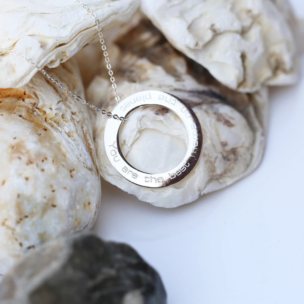 Sterling Silver Engraved Halo Necklace