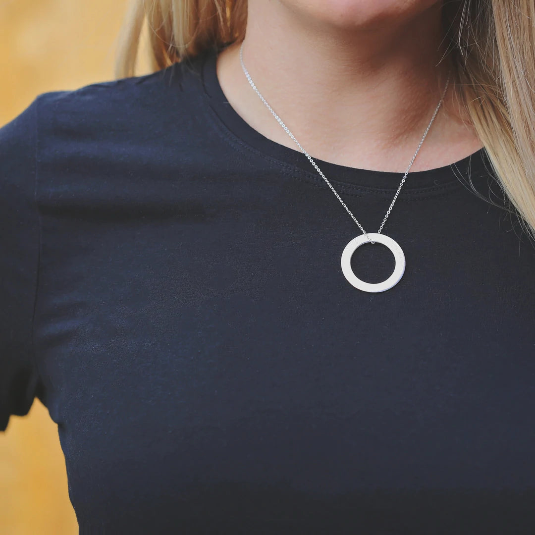 Sterling Silver Engraved Halo Necklace