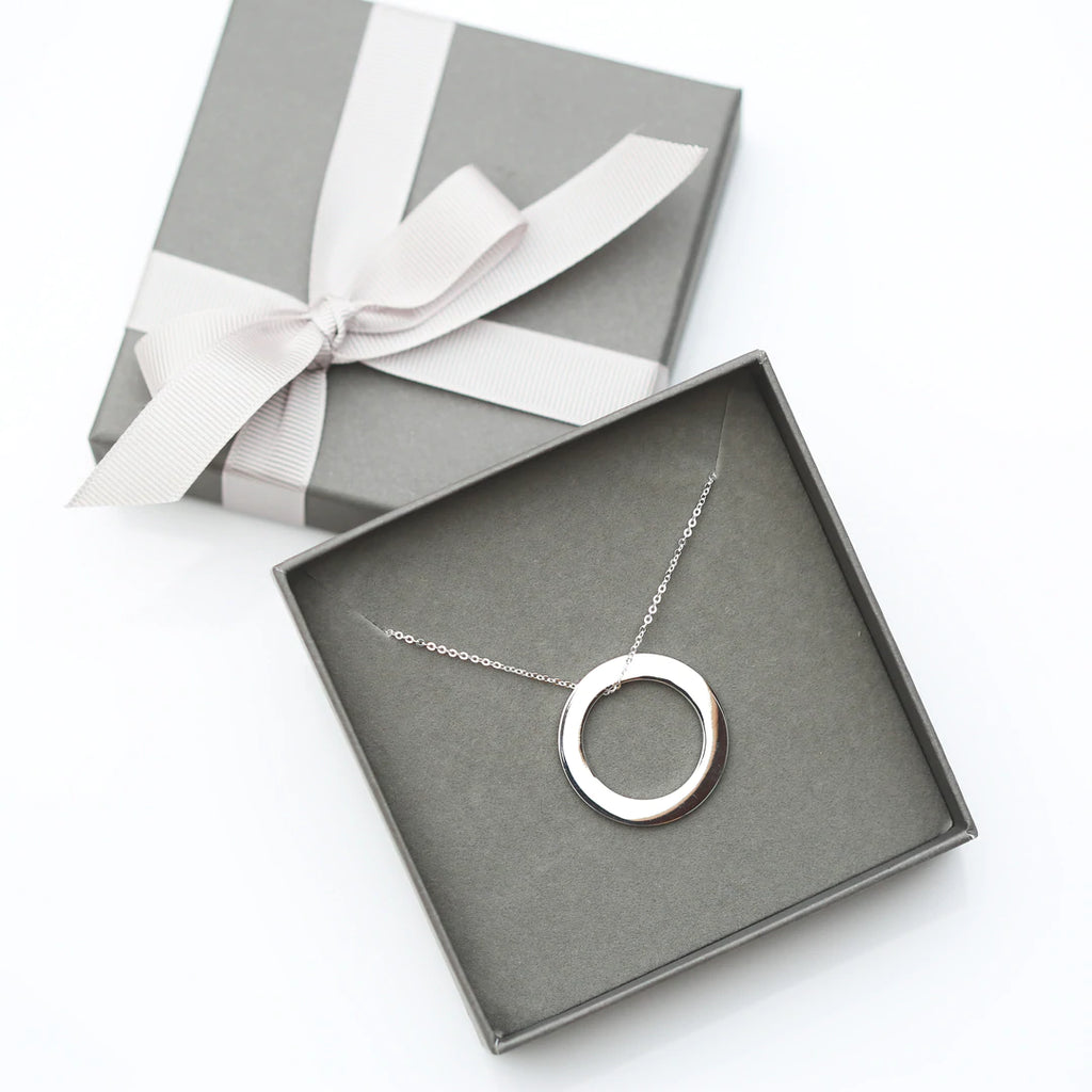 Sterling Silver Engraved Halo Necklace