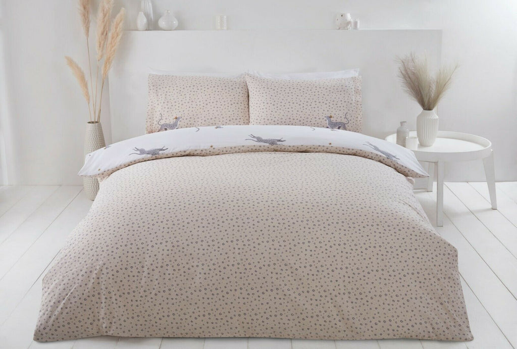 Eco-Friendly Leopard Animal Reversible Duvet Cover Bedding Set Natural