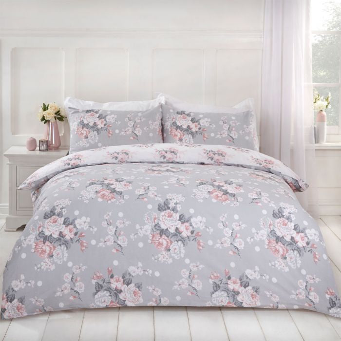 English Rose Duvet Set - Grey