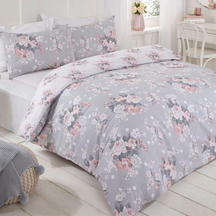 English Rose Duvet Set - Grey