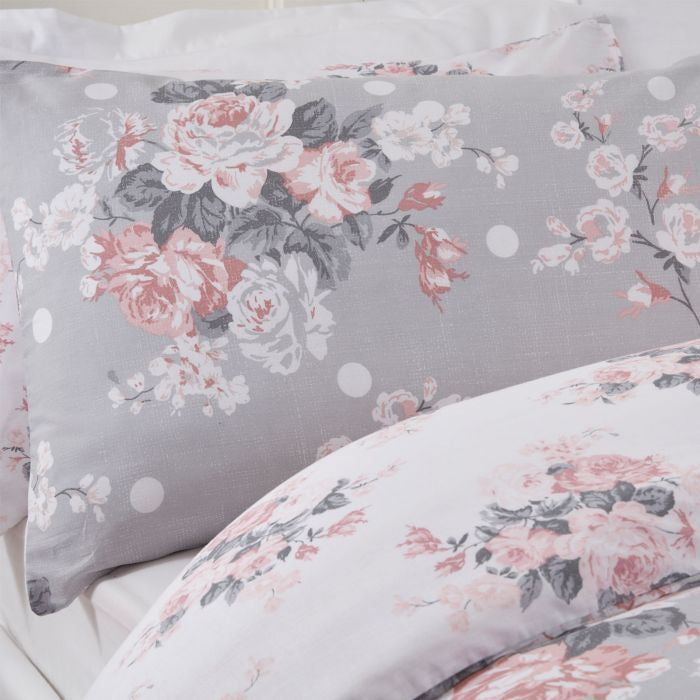 English Rose Duvet Set - Grey
