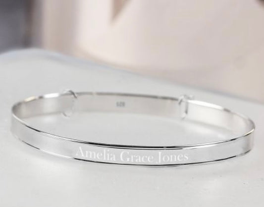 Personalised Sterling Silver Childs Expanding Diamante Star Bracelet