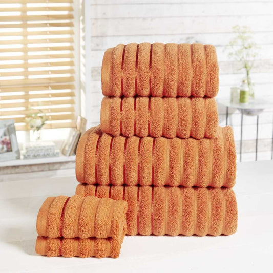 Ribbed 100% Cotton 6-Piece Towel Bale Set Spice
