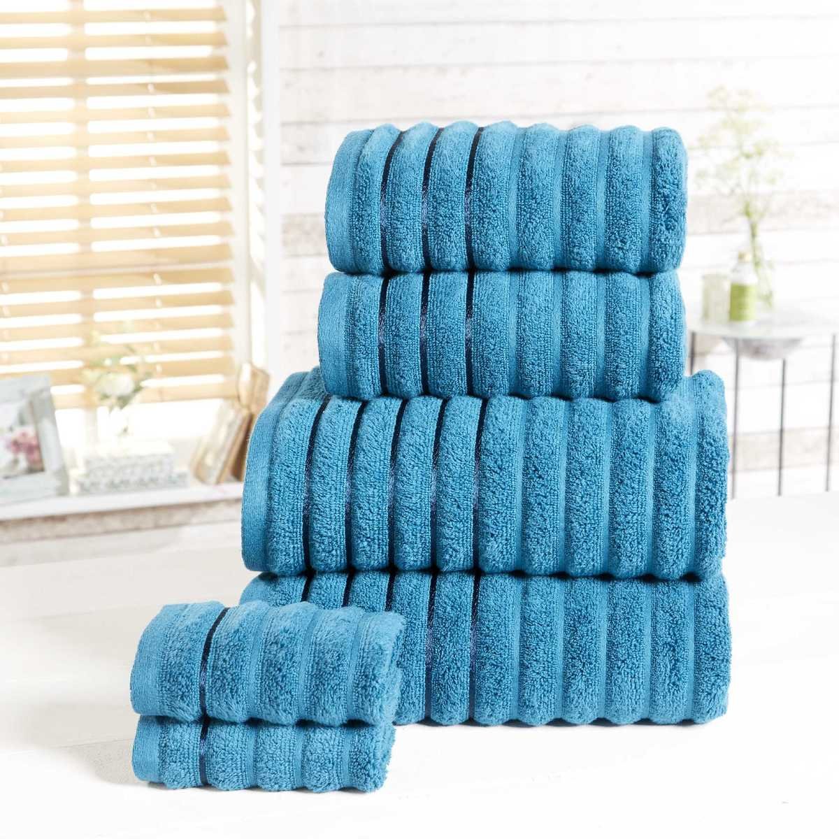Ribbed 100% Cotton 6-Piece Towel Bale Set Teal
