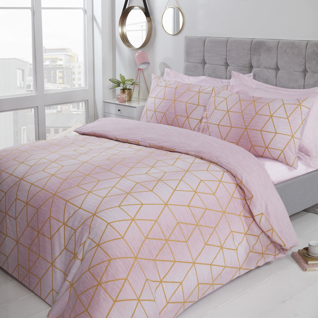 Calvin Shapes Geometric Reversible Duvet Cover Set Blush