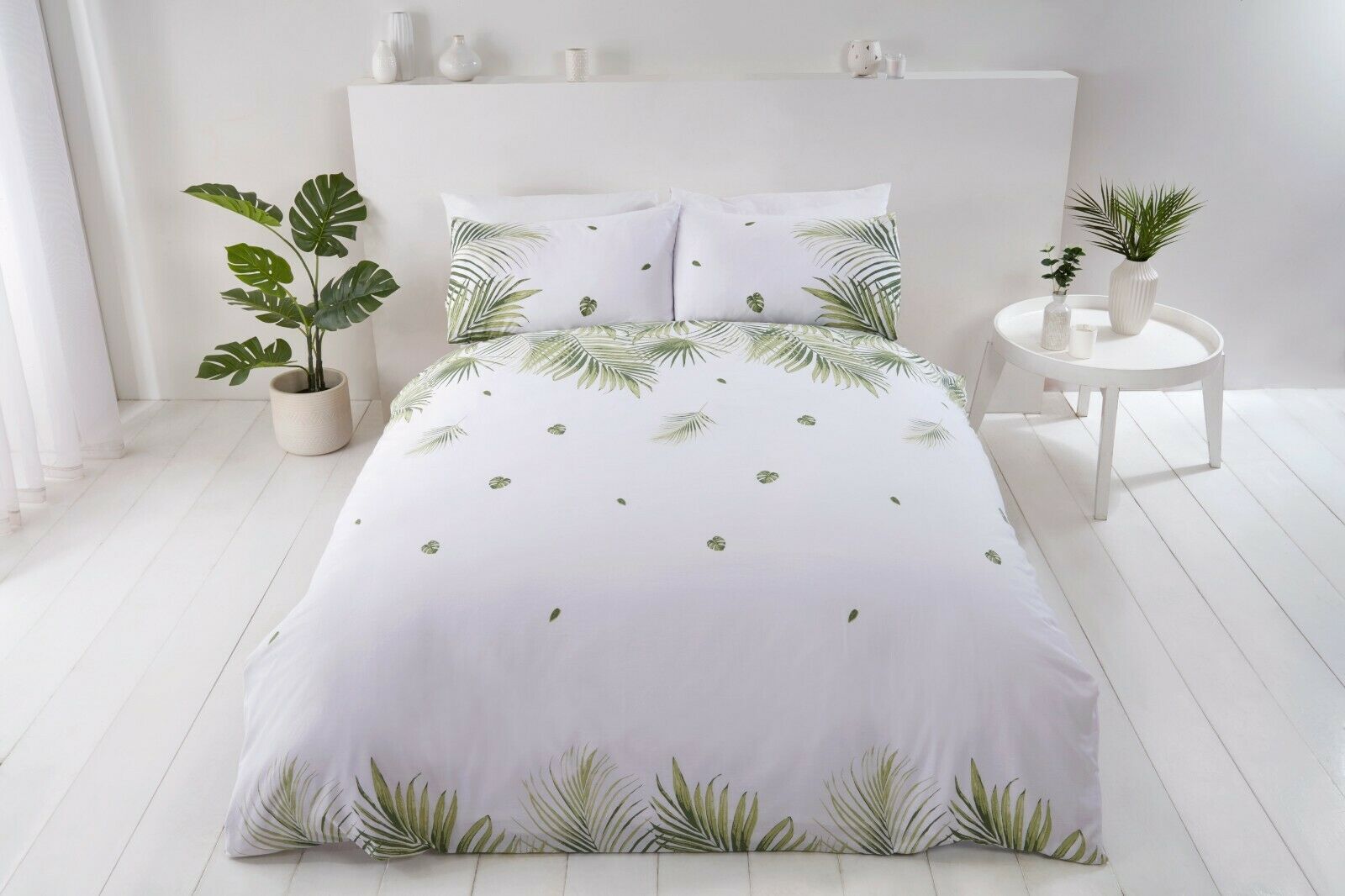 Eco-Friendly Tropics Floral Leaf Duvet Cover Bedding Set - Green