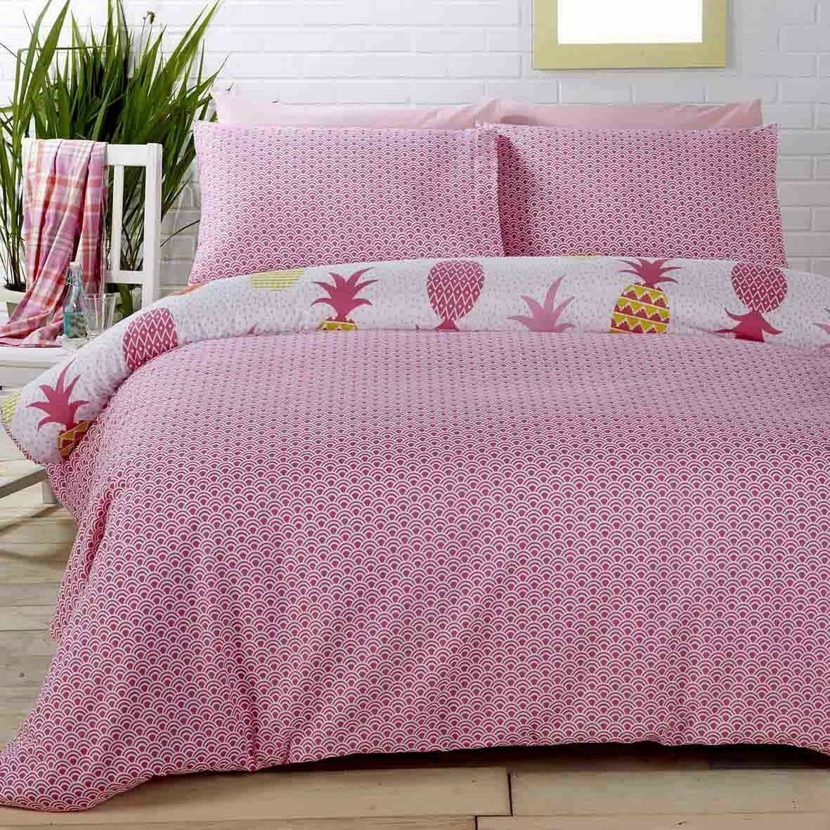 Pineapples Aloha! Tropical Pink Duvet Cover Set