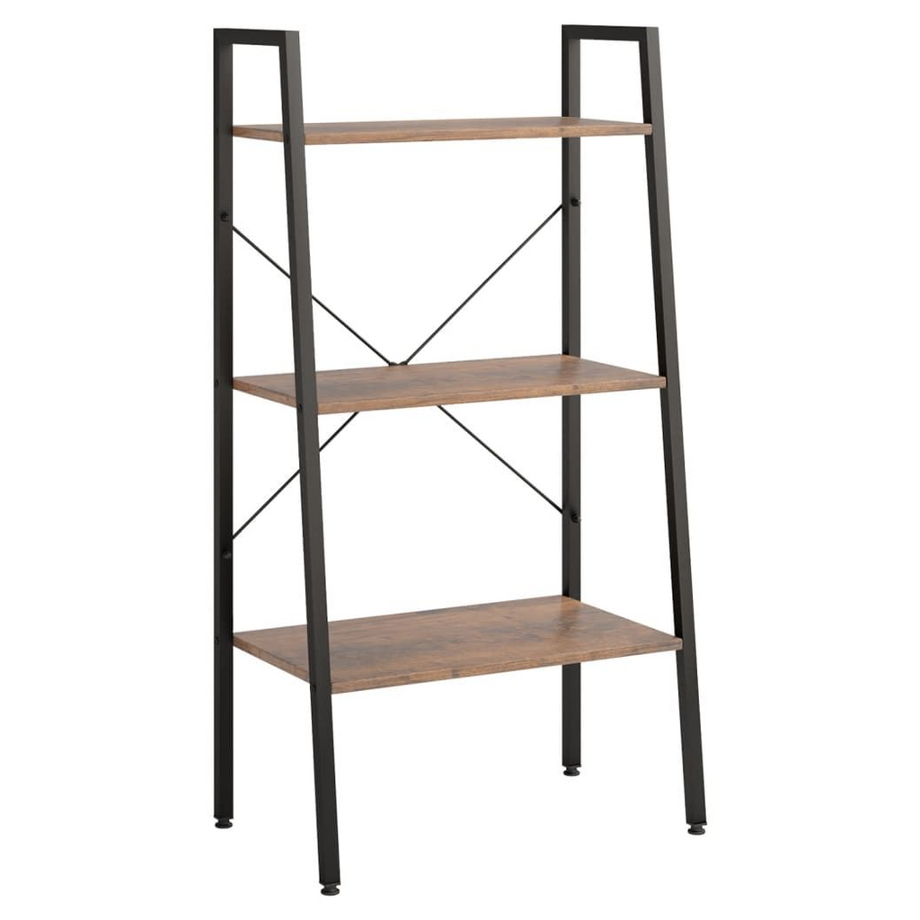 3-Tier Standing Shelf Dark Brown and Black 56x35x108 cm