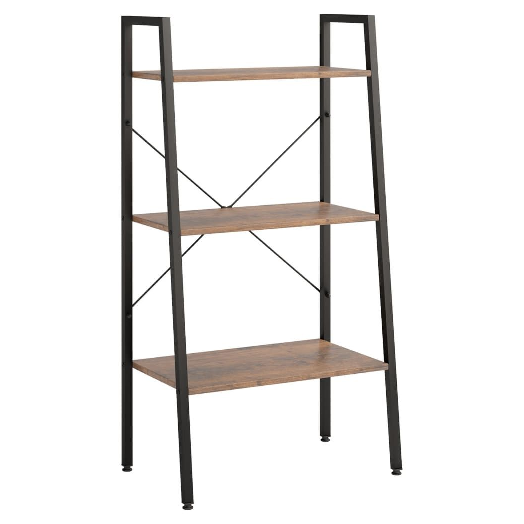 3-Tier Standing Shelf Dark Brown and Black 56x35x108 cm