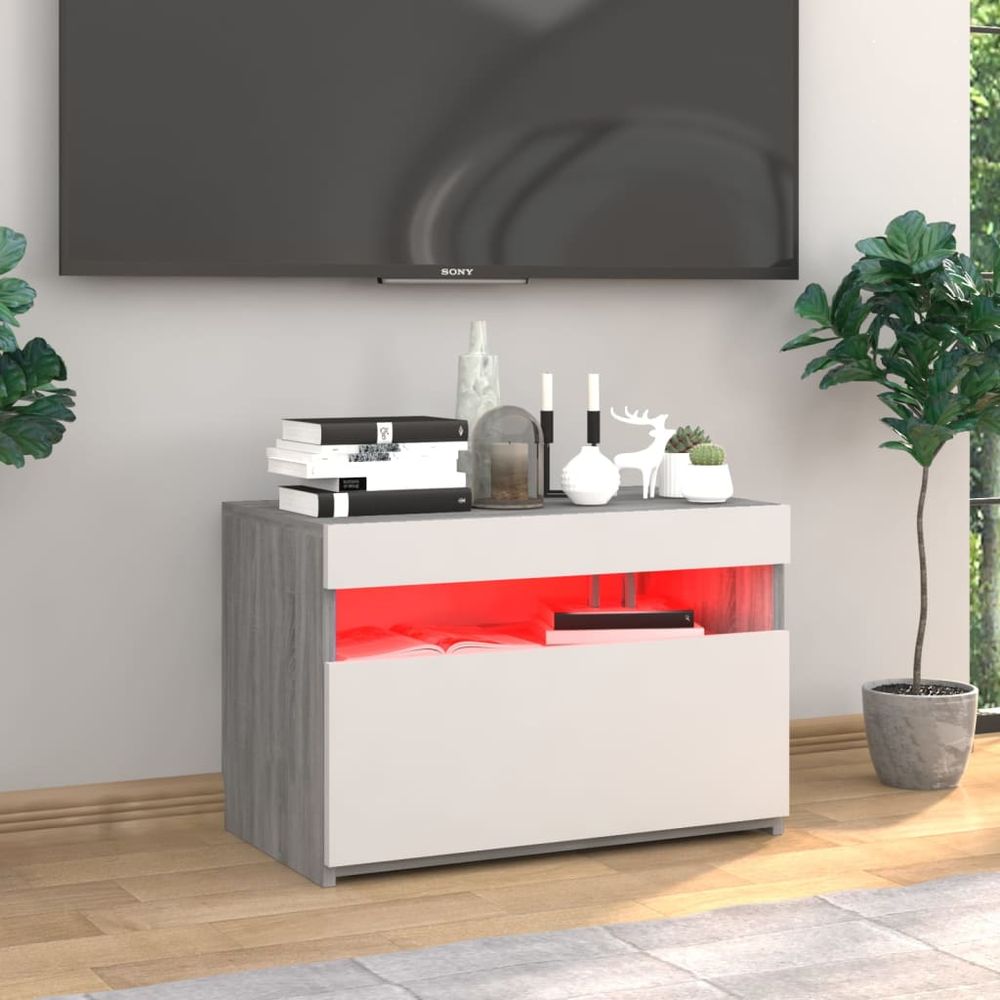 TV Cabinet with LED Lights Grey - 60x35x40 cm