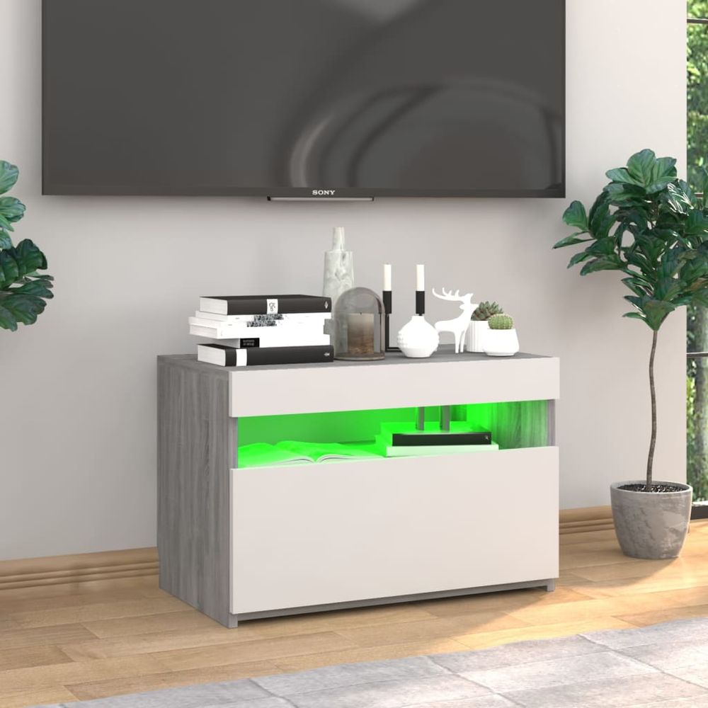TV Cabinet with LED Lights Grey - 60x35x40 cm