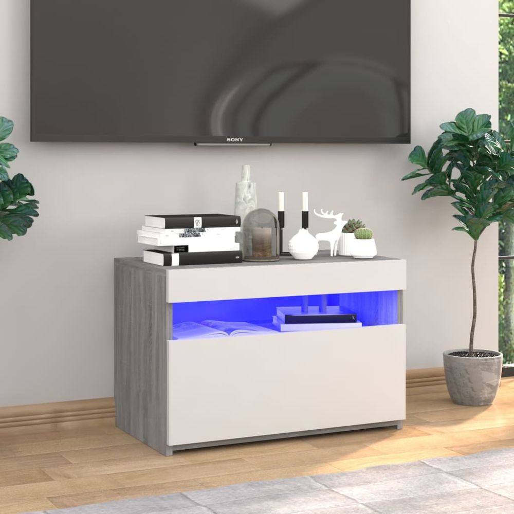 TV Cabinet with LED Lights Grey - 60x35x40 cm