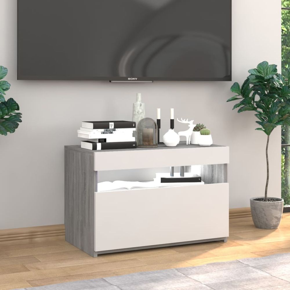 TV Cabinet with LED Lights Grey - 60x35x40 cm