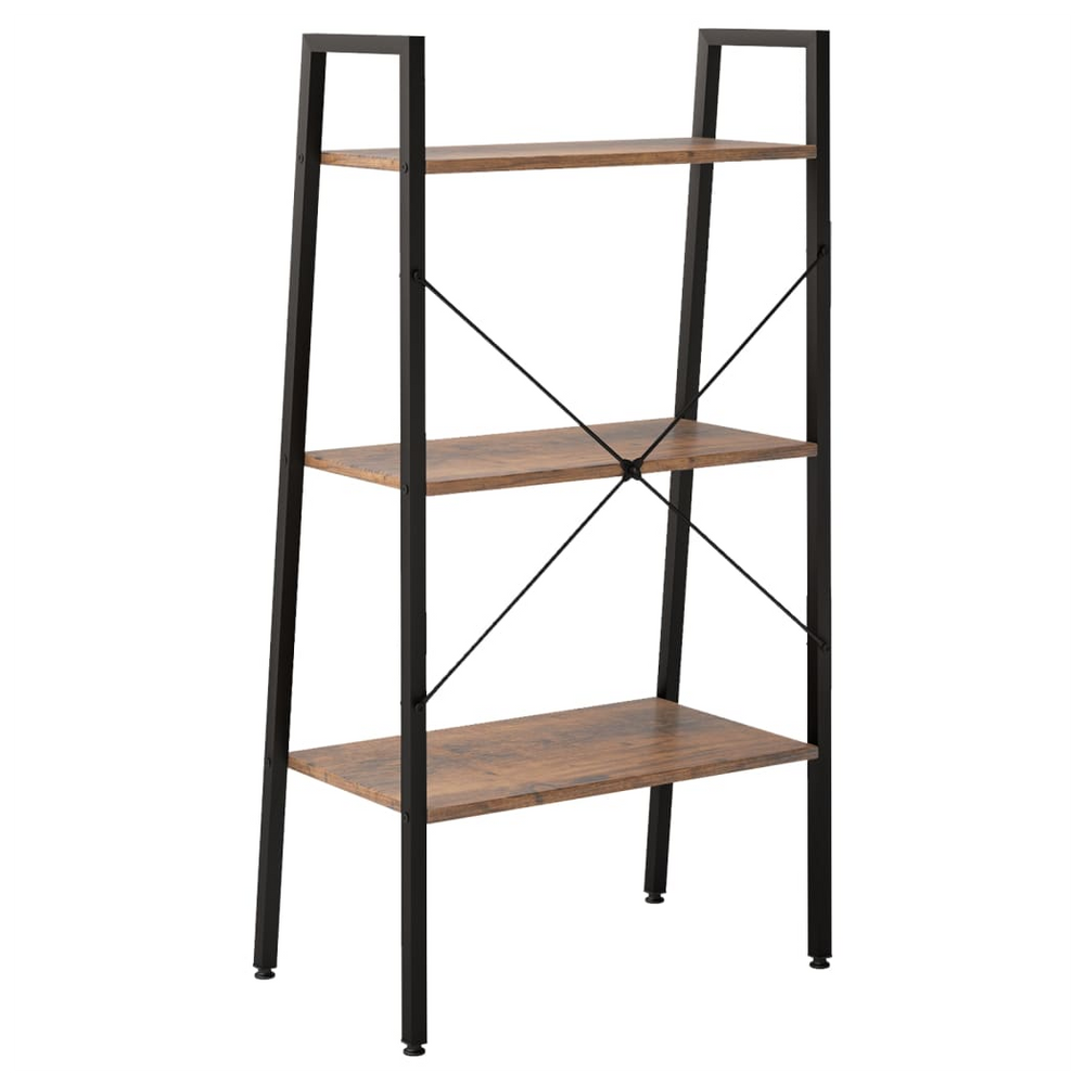 3-Tier Standing Shelf Dark Brown and Black 56x35x108 cm